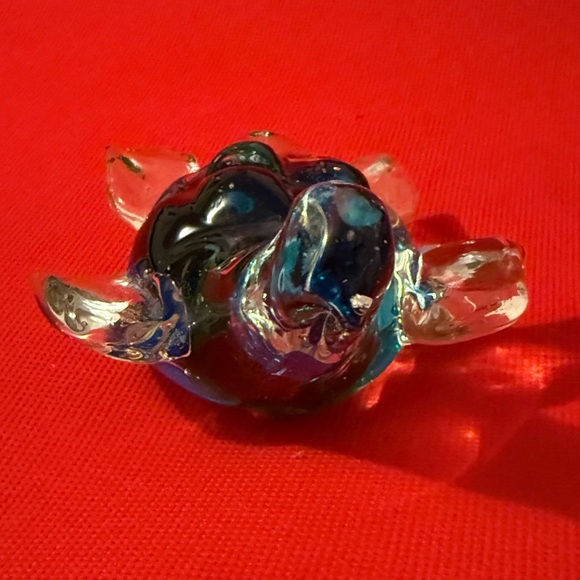 Mouth Blown Vintage Blue/Green Sea Turtle Paperweight Art Glass Figurine - Picture 3 of 6